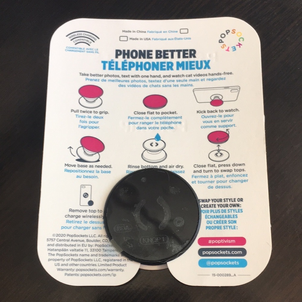 PopSocket Phone Grip White Snowflakes on Black - Picture 2 of 2